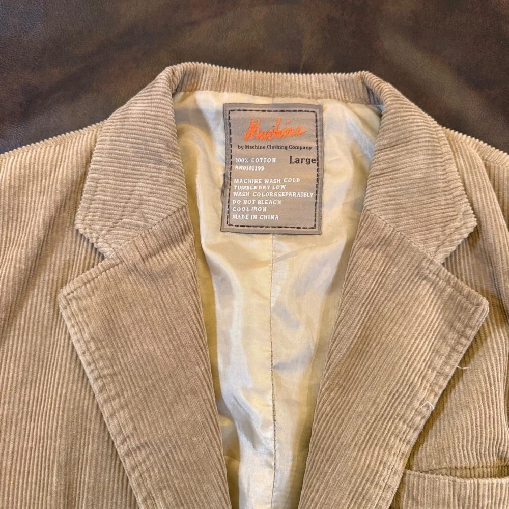 Machine Corduroy Blazer Sport Coat Jacket Tan Vintage Academic Ferry Core SZ‎ L